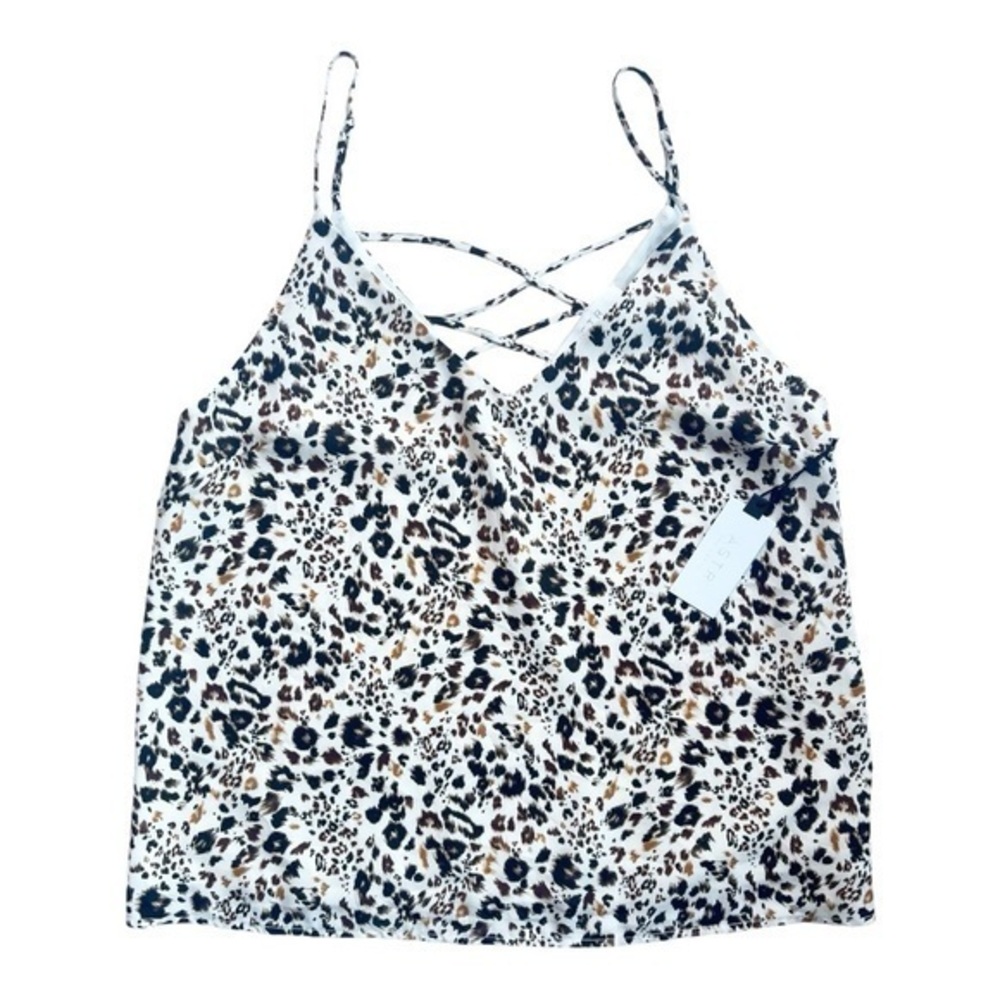 ASTR The Label Cream & Brown Animal‎ Print Camisole Top Medium